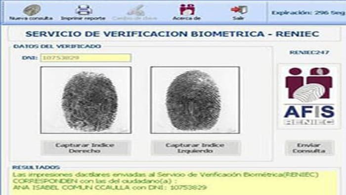 Verificar dni y consultar huella